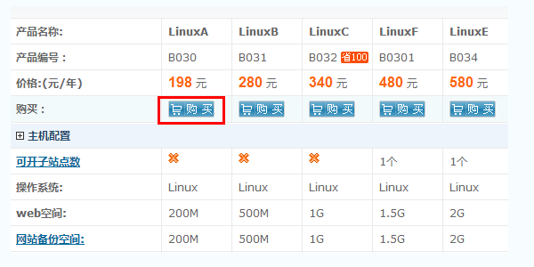 选择虚拟主机型号 选择虚拟主机型号